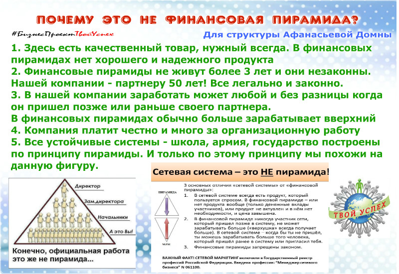 Перечислите признаки финансовой пирамиды