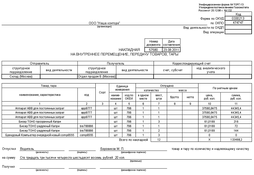 Накладная на перемещение. Форма накладной торг 13. Накладная на внутреннее перемещение торг 13. Товарная накладная торг 13. Накладная на внутреннее перемещение, передачу товара в аптеке.