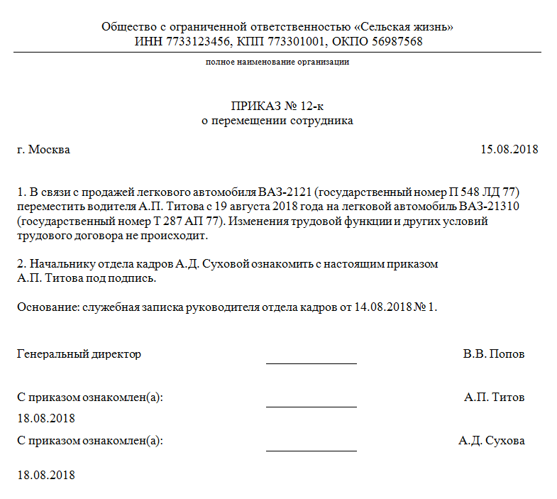 Приказ об ознакомлении с коллективным договором образец