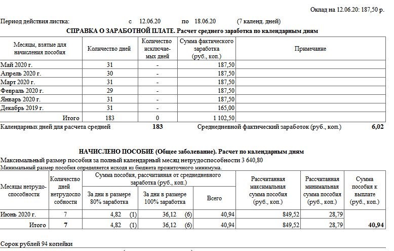 Схема расчета больничного