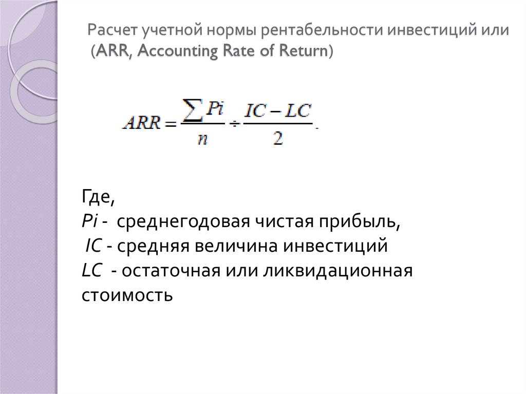 Расчет доходности проекта