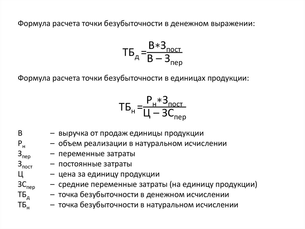 Определить объем продукции формула. Формула безубыточности формула для расчета. Точка безубыточности формула расчета. Формула для вычисления точки безубыточности. Рассчитать точку безубыточности формула.