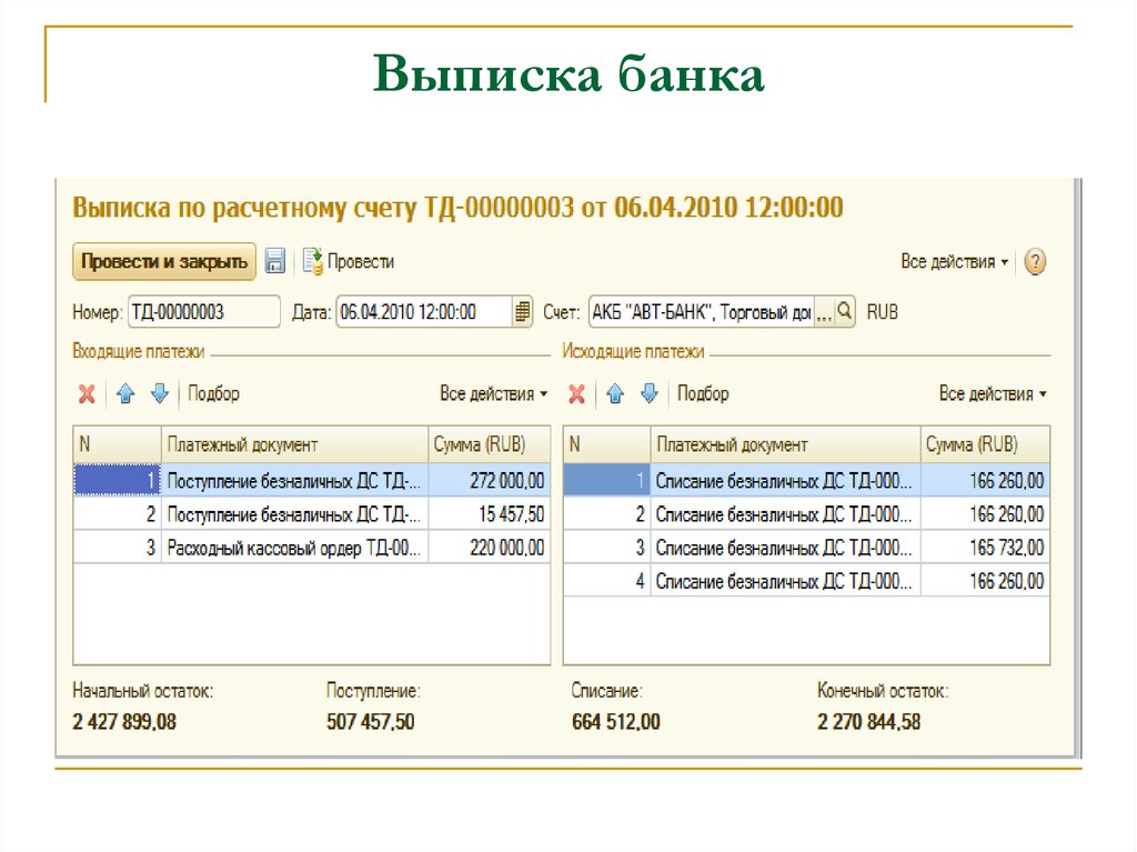 Выписка по расчетному счету образец