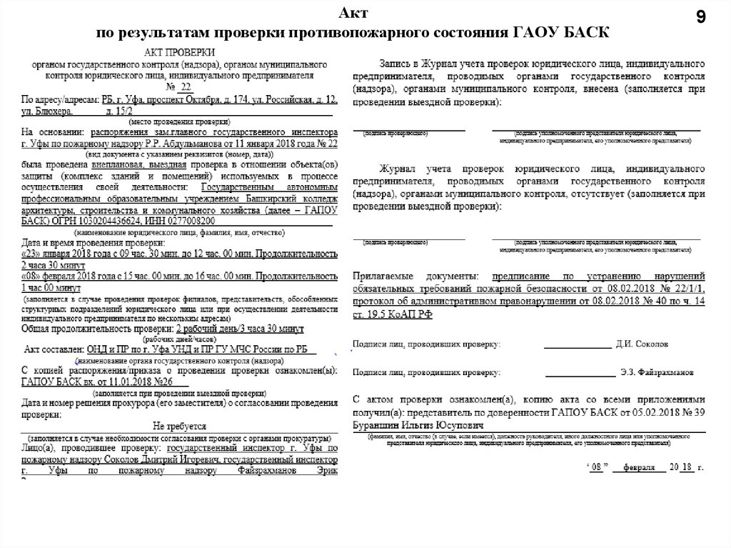 Акт отключения вентиляции при срабатывании пожарной сигнализации образец