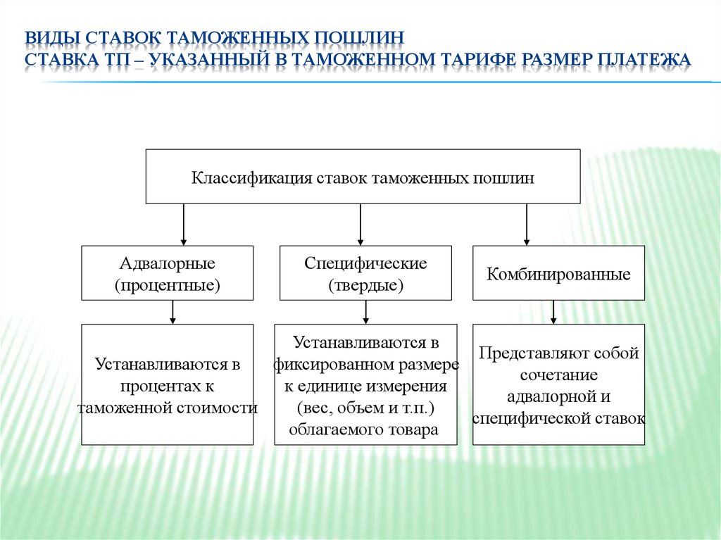 Виды таможенных пошлин схема