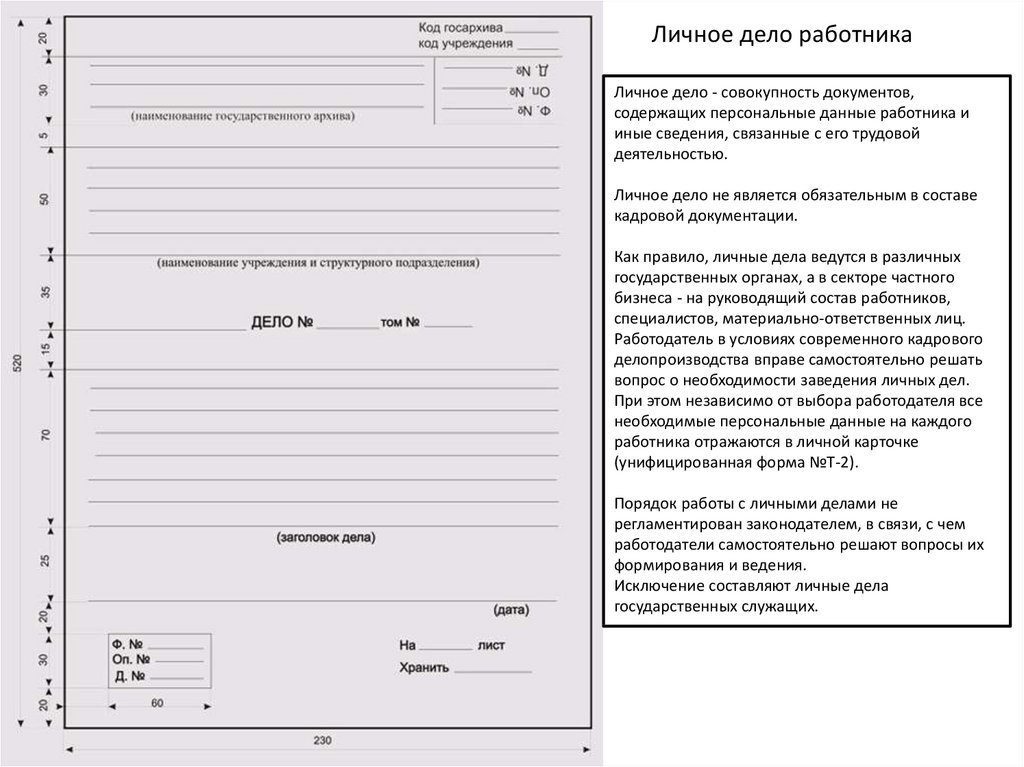 Личное дело сотрудника образец оформления