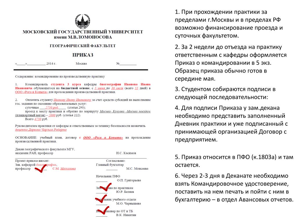 Приказ об организации практики студентов в организации образец