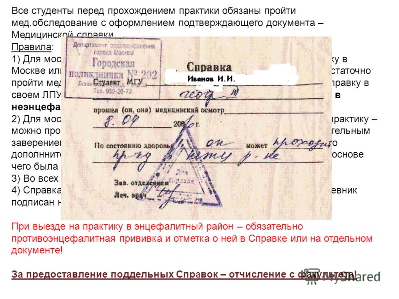 Образец справки о прохождении практики студента