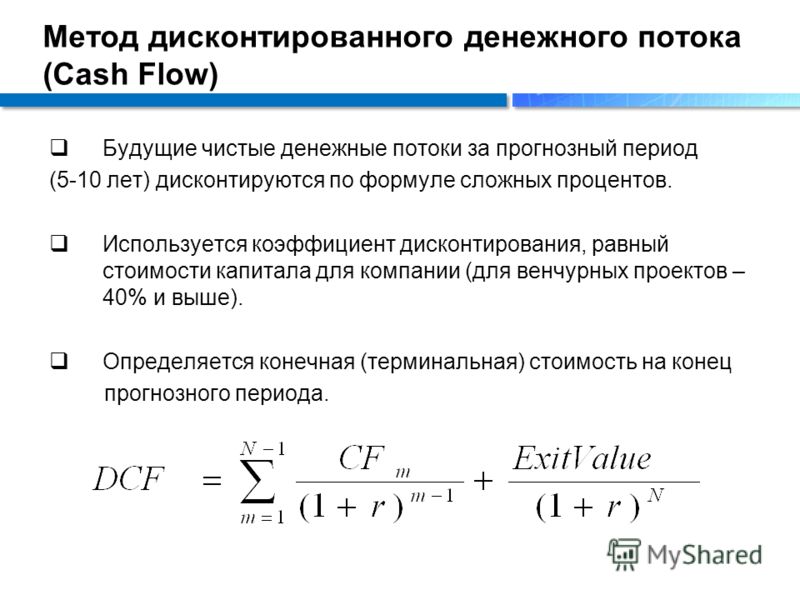 Формула дисконтирования по сложной процентной. Метод дисконтированного денежного потока. Метод дисконтирования денежных потоков. Метод дисконтирования будущих денежных потоков. Формула метода дисконтирования денежных потоков.