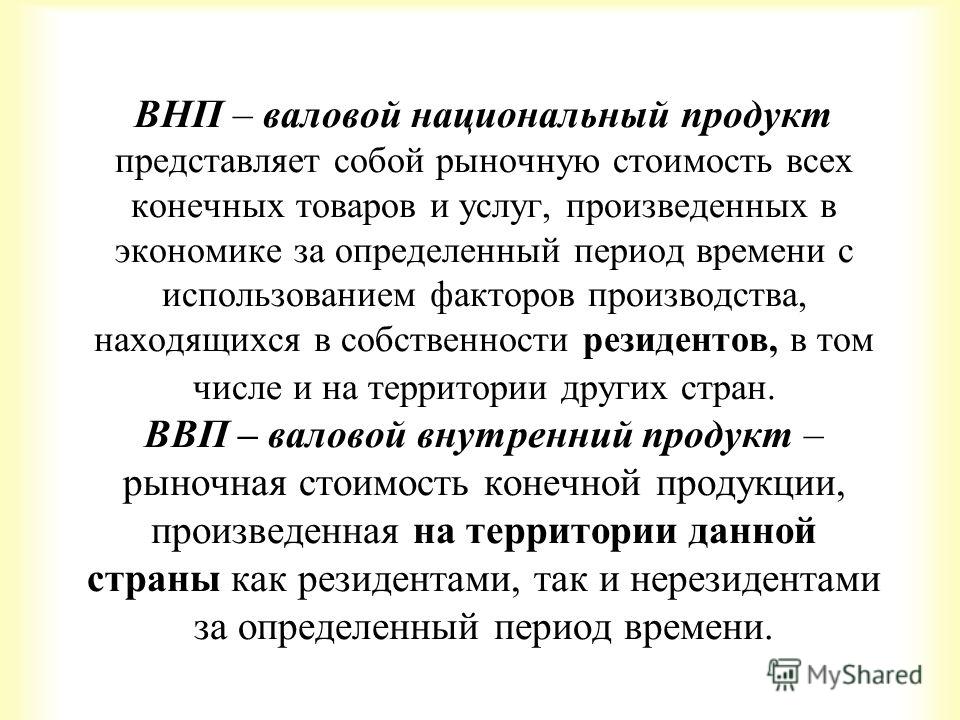 Валовой национальный продукт это