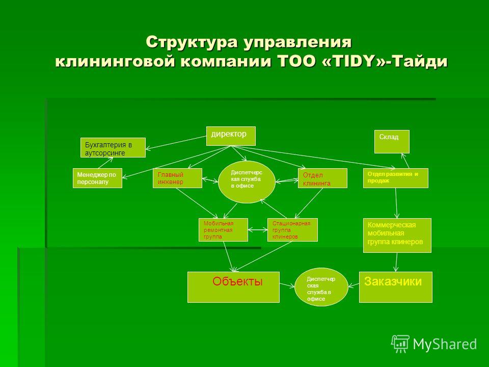 Организационный план клининговой компании