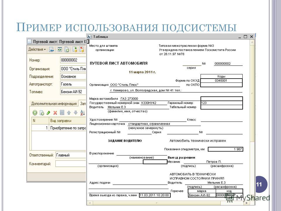 Приказ на списание бензина без путевого листа образец