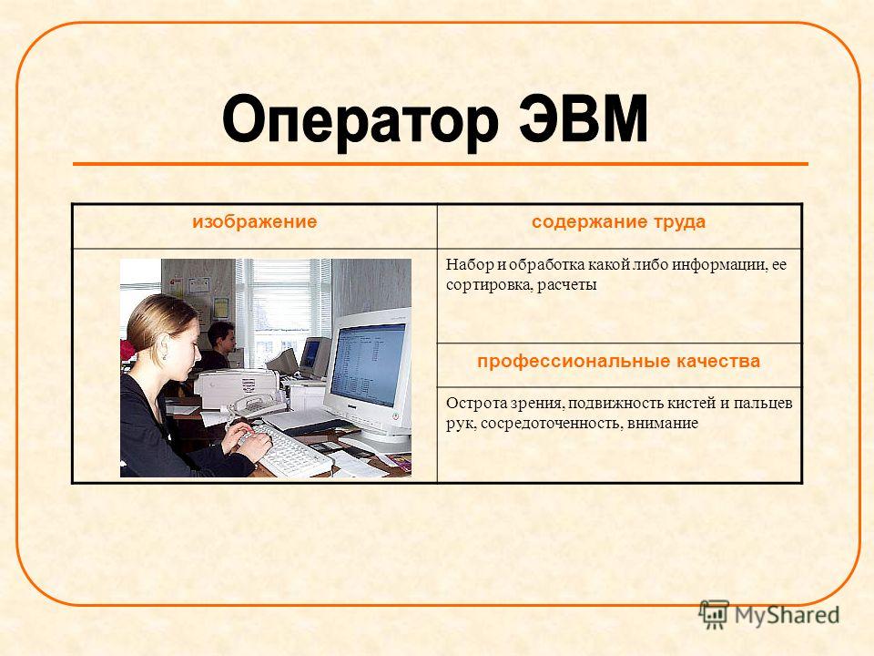 Презентация по теме оператор эвм