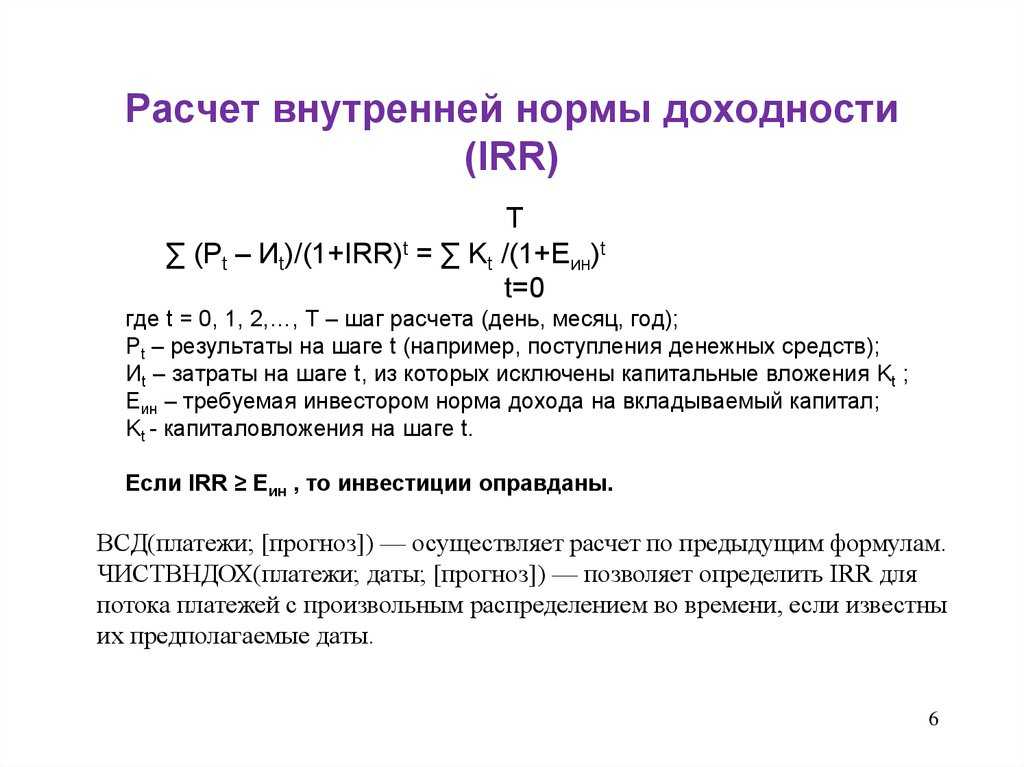 Что показывает внутренняя норма доходности проекта irr