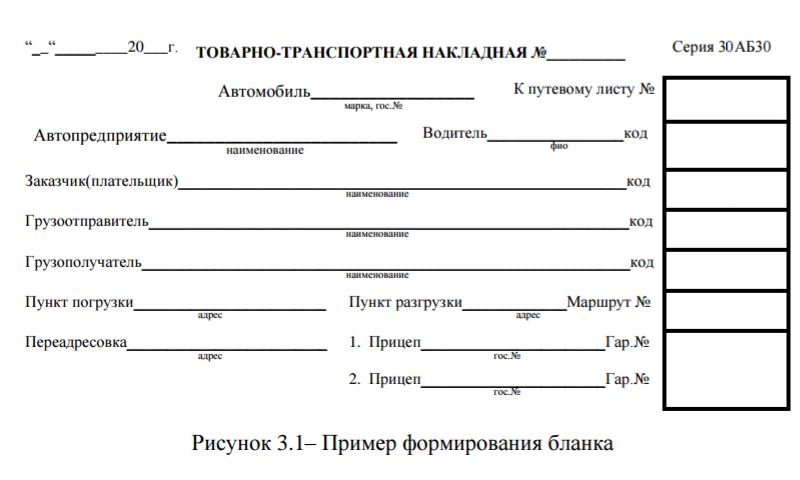 Ттн образец простой