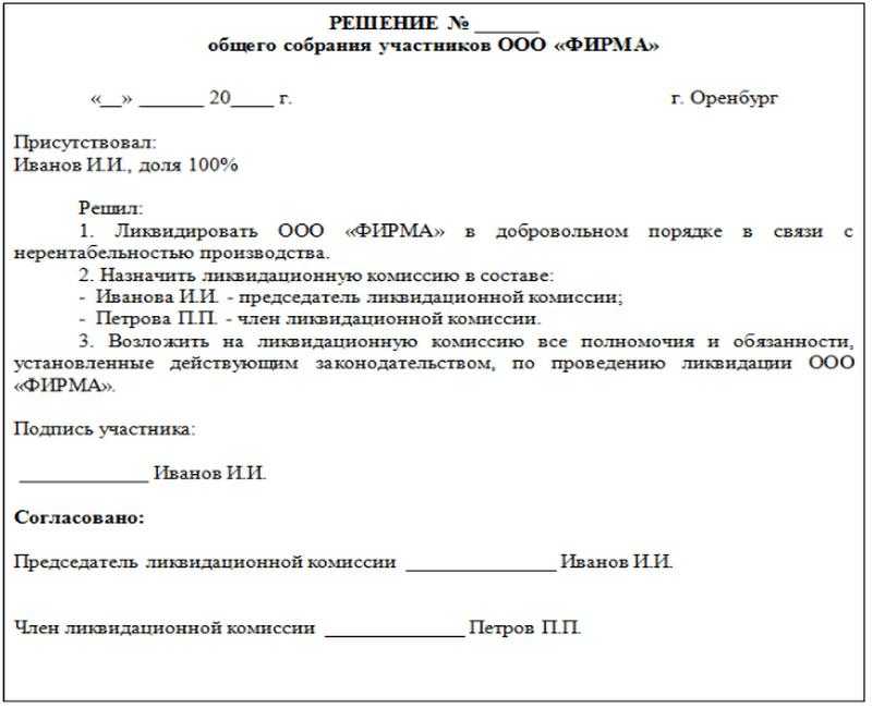 Приказ о назначении ликвидатора ооо образец