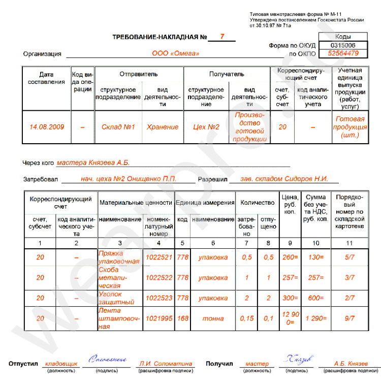 М 2 образец заполнения