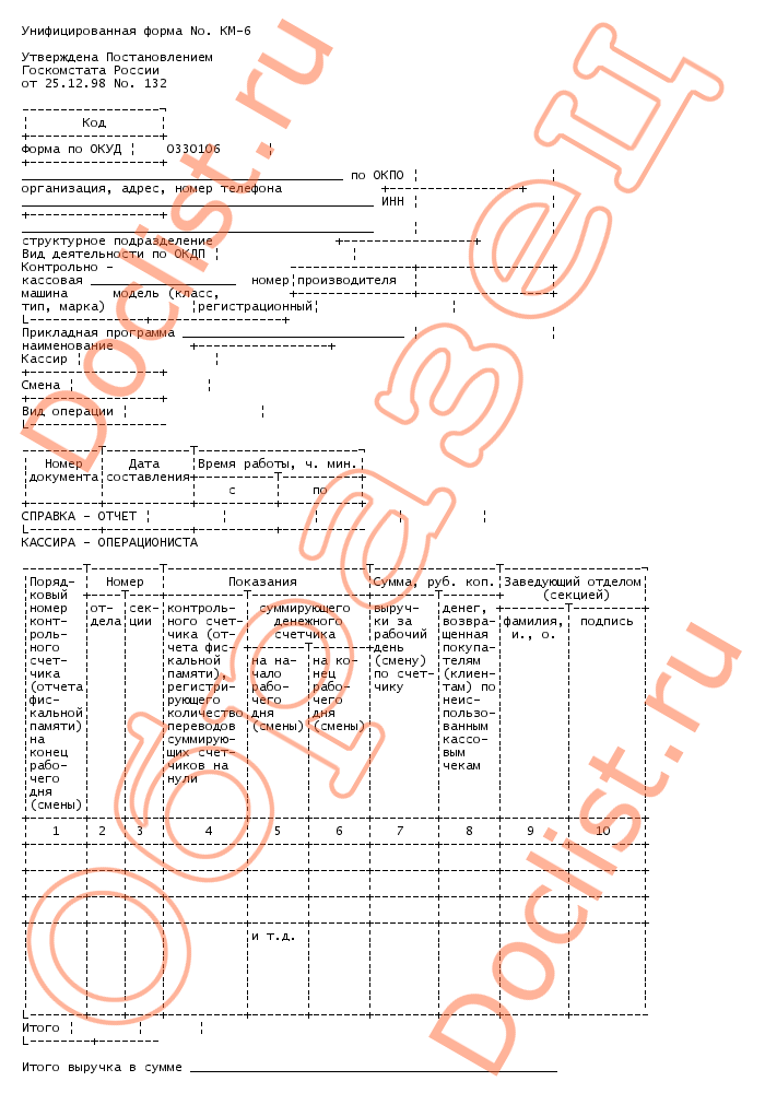 Сведения о показаниях счетчиков контрольно кассовых машин и выручке организации образец заполнения
