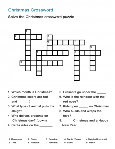 11 Christmas Crossword ESL Worksheet