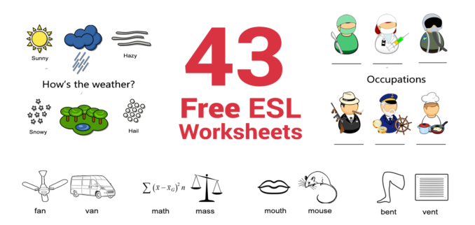 43 free esl worksheets