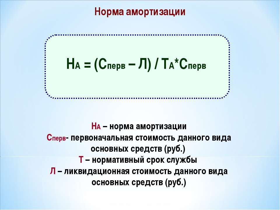 Срок службы основных фондов лет