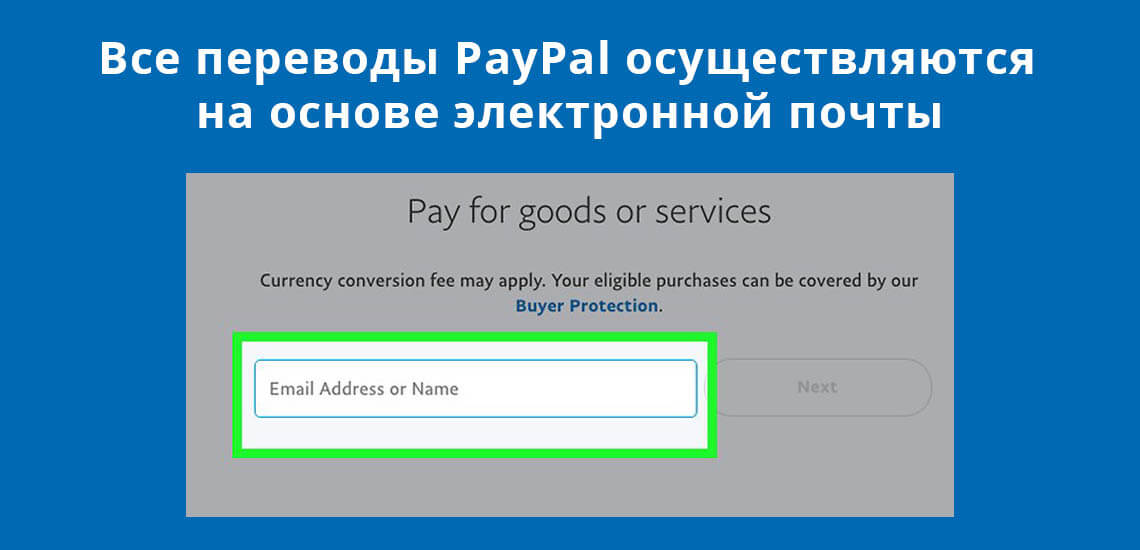 Все переводы PayPal осуществляются на основе электронной почты