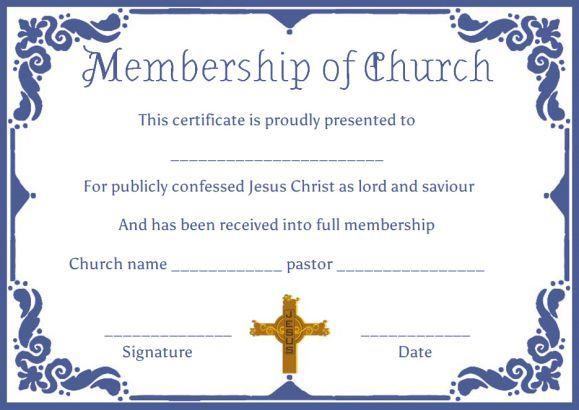 Church Membership Certificate Template