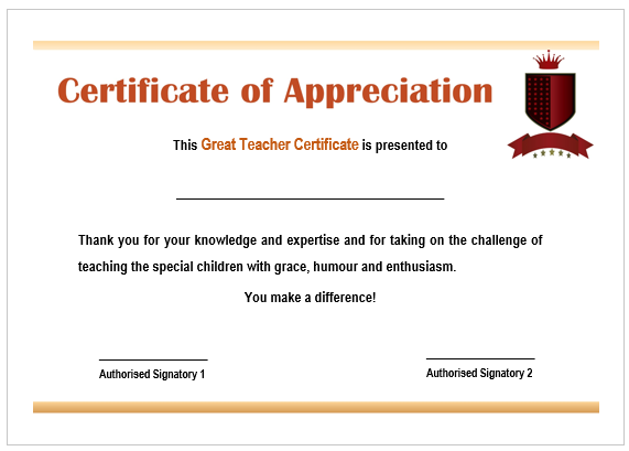 Best Teacher Certificate Format