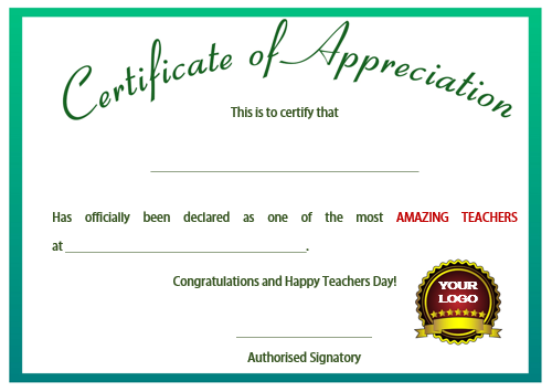 Teacher of The Year Award Certificate Template