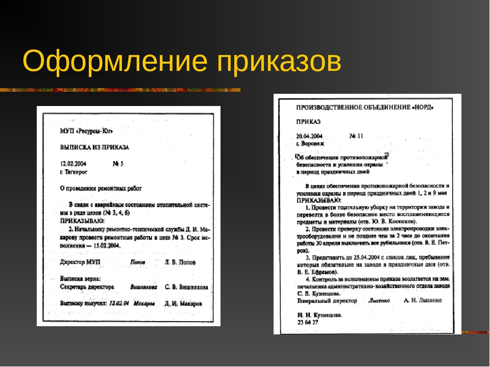 Образец приказа по основной деятельности по новому госту