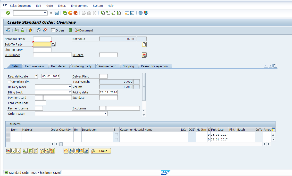 Creating Sales Order with a Reference to Quotation – VA01 > Sales Order Number Generated upon Saving