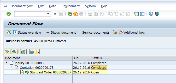 SAP Sales Document Flow > Quotation