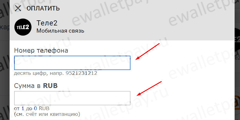Заполнение номера телефона и суммы перевода в Кипере