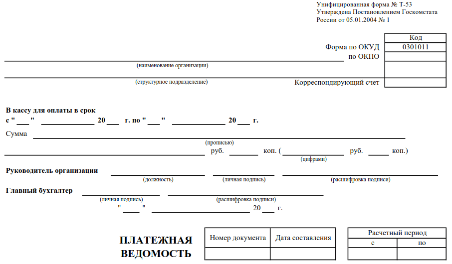 Бланк на выдачу аванса образец