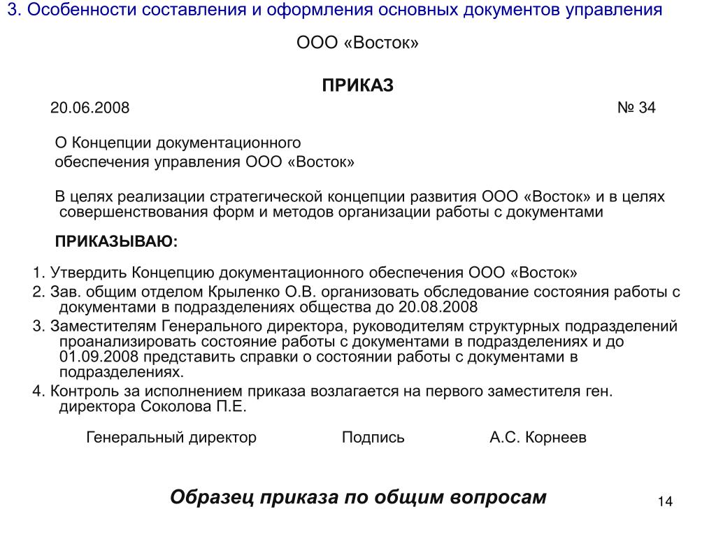 Отдать распоряжение к реализации конкретного плана