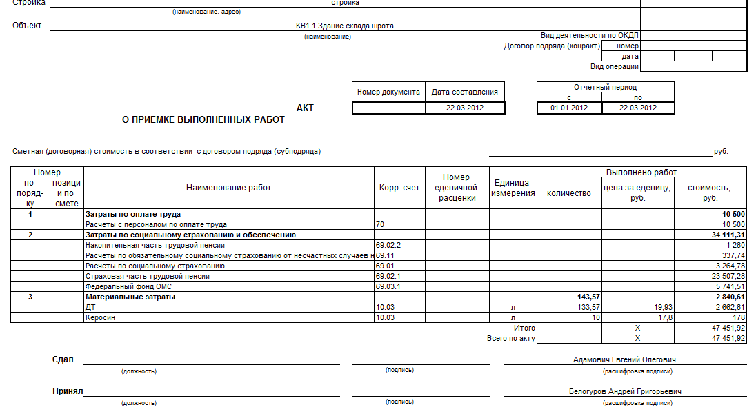 Форма кс 2 акт выполненных работ образец