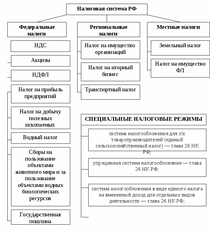 Схема система налогов и сборов в рф