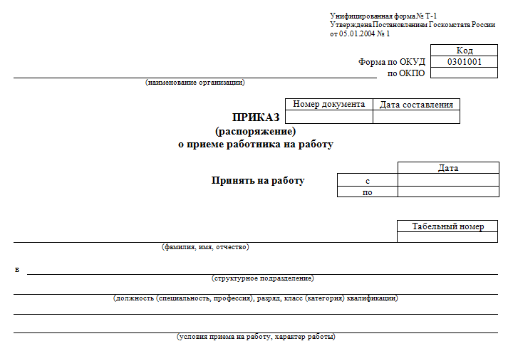 Форма Т-1