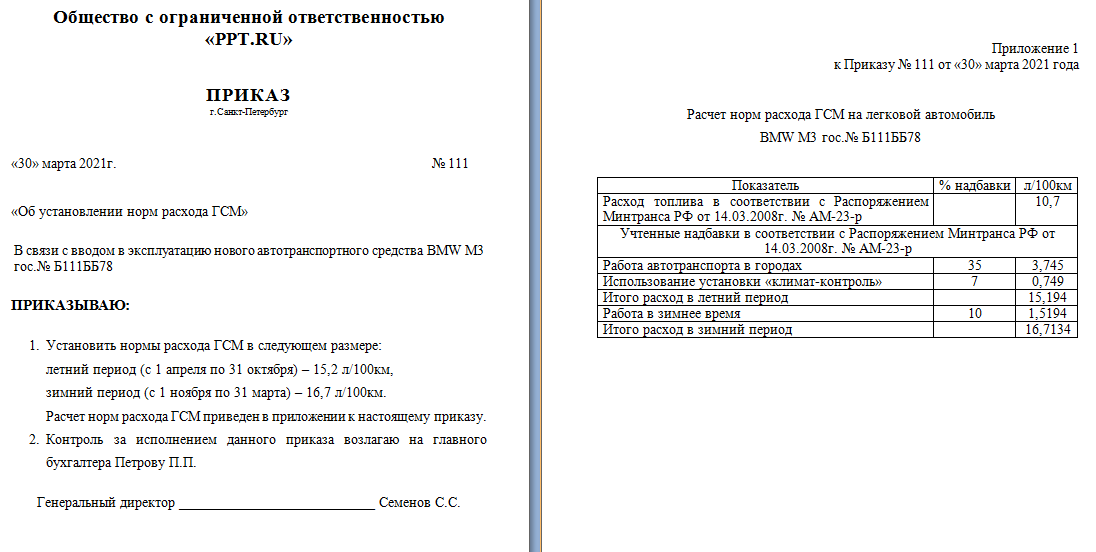 Приказ о выпуске автотранспорта на линию образец