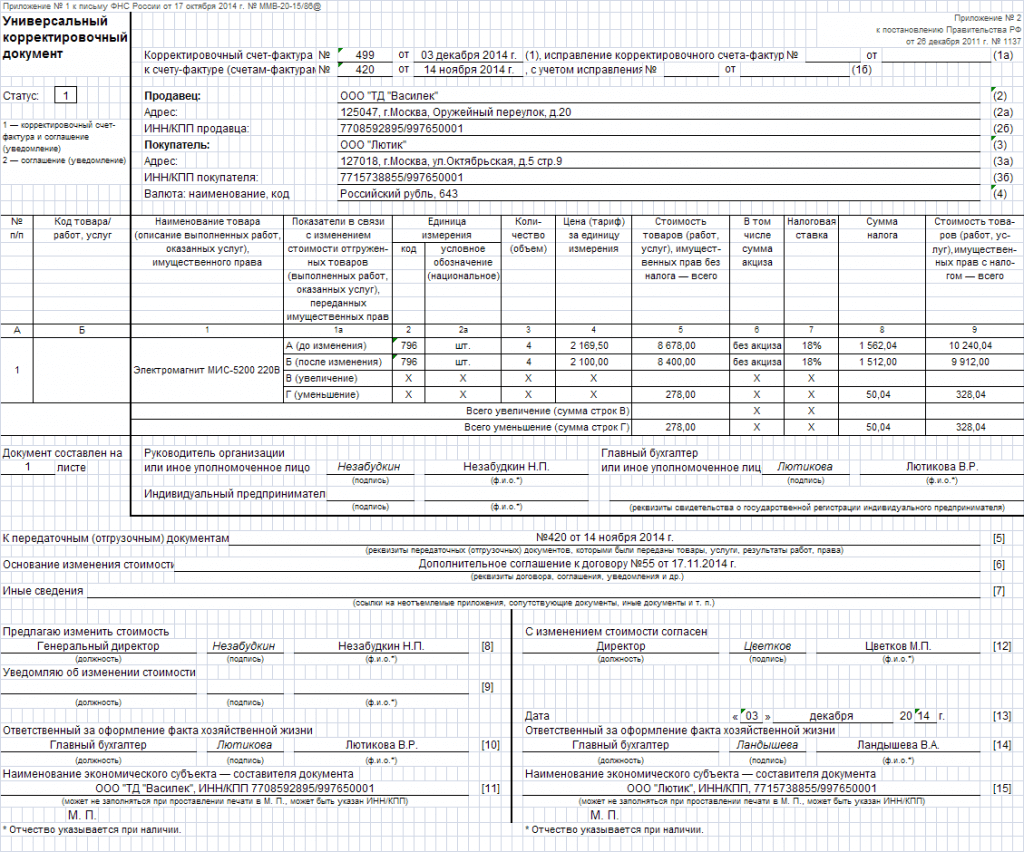 Образец корректировок. Корректировочный УПД образец. Форма корректировочного УПД образец. Форма универсального передаточного документа 2020. Корректировочная счет-фактура УПД образец заполнения.