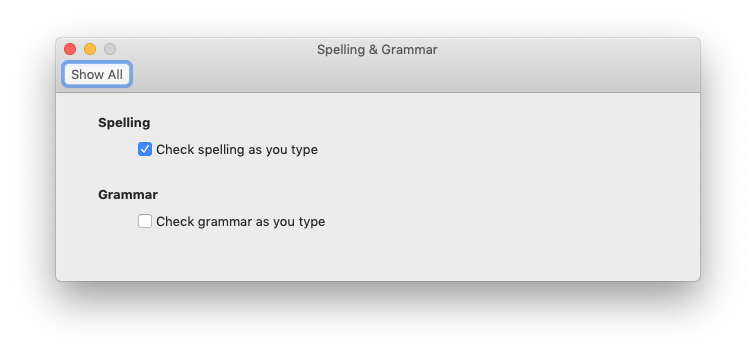 Check spelling as your type preference