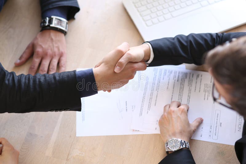 Handshake after contract signature royalty free stock photos