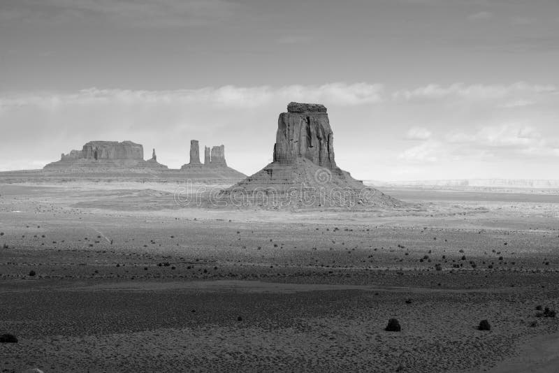 Monument Valley Navajo Tribal Park. In black and white stock photos