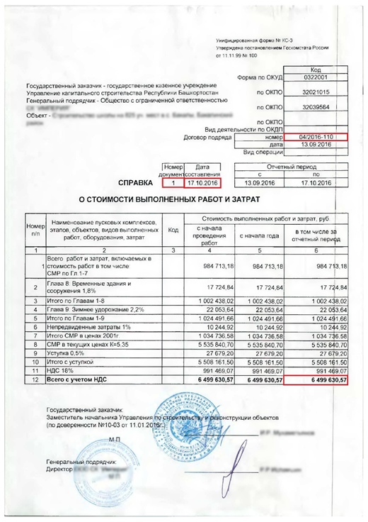 Кс3 нарастающим итогом образец