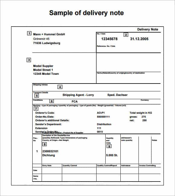 delivery note template 80