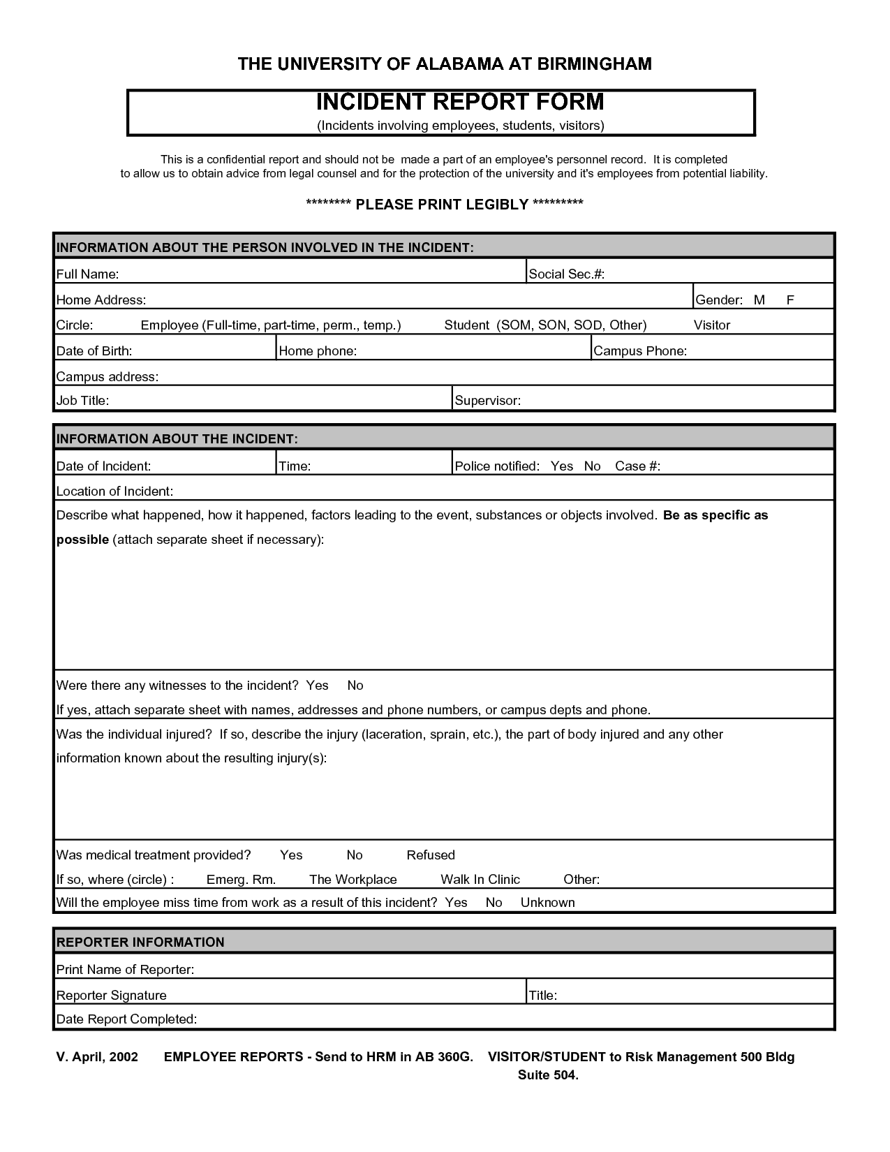 inceident report template 543