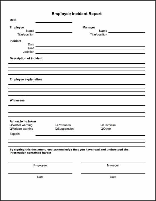 inceident report template 7454