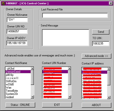 ICQ Control Center. Screenshot